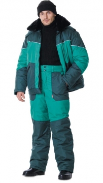 Костюм "ГУДВИН" зимний универсальный: куртка кор.,брюки тёмно-зелёный со светло-зелёным (распродажа)