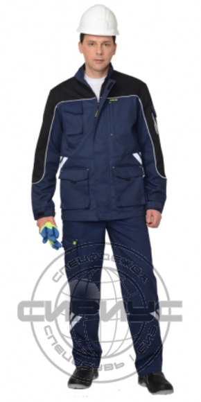 Костюм "ФОТОН" мужской: куртка, брюки (темно-синий с черным) тк.Родос-Томбой