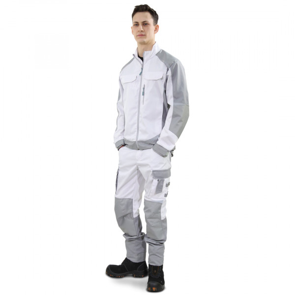 Летний рабочий костюм Brodeks KS 202, белый/серый + KS 302, белый/серый