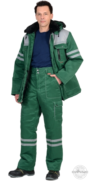Костюм "СИРИУС-ЛИДЕР" зимний: куртка дл., брюки, зеленый с серым и СОП
