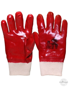 Перчатки "РЕДКОЛ" (основа джерси-100% хлопок, ПВХ покрытие красного цвета),р.L,XL