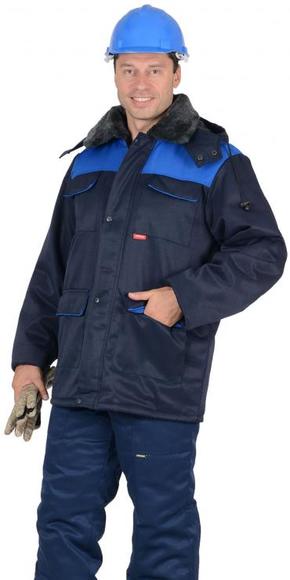 Куртка "СИРИУС-ПРОФЕССИОНАЛ" дл.,зимняя тёмно-синяя с васильковым
