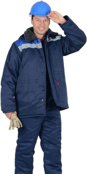 Куртка "БРИГАДИР" с меховым ворот. синий с васильковым и СОП