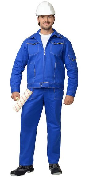 Костюм "СИРИУС-Универсал" : куртка, брюки (100%-х/б. пл.250 г/м2) васильковый с желтым кантом
