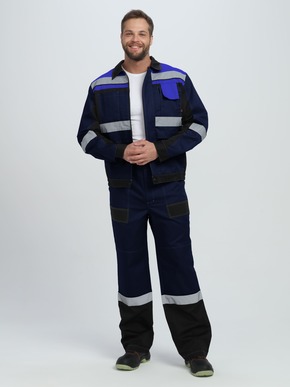 Костюм Вивантек-1 СОП К. (тк.Смесовая МВО,240) брюки, т.синий/черный/васильковый