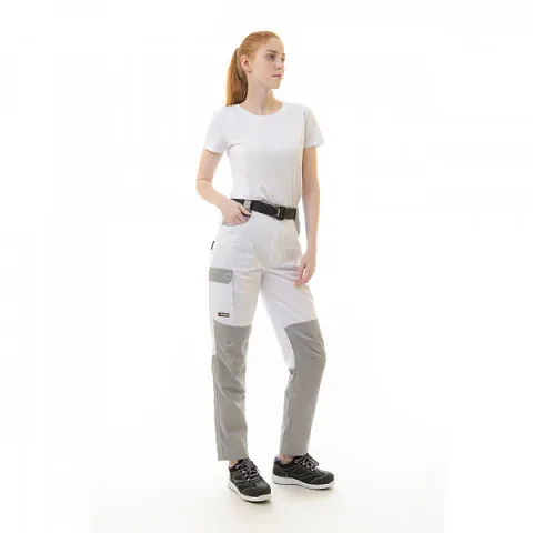 Брюки женские рабочие Brodeks KS 328, белый/серый