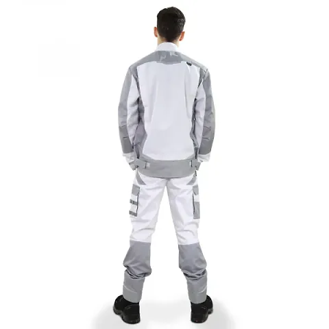 Брюки мужские летние Brodeks KS 302, белый/серый