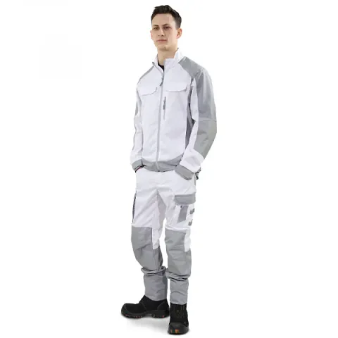 Брюки мужские летние Brodeks KS 302, белый/серый