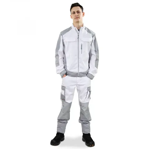 Брюки мужские летние Brodeks KS 302, белый/серый