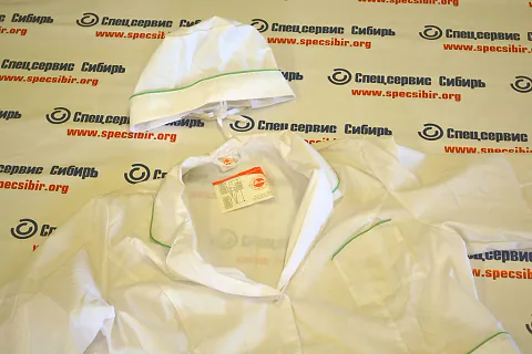Костюм "СИРИУС-ЖАСМИН" женский куртка, брюки, колпак белый с салатовым