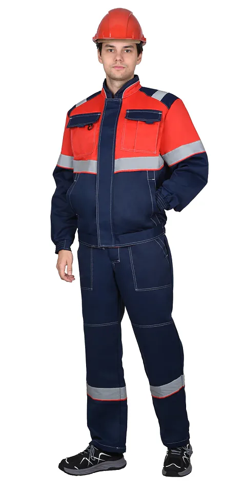 Костюм СИРИУС-НАВИГАТОР куртка, брюки, синий с красным и СОП, 245 г/м2, 65% ПЭ, 35% ХБ