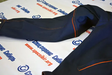 Костюм "СИРИУС-ПРОФИ-2" куртка, брюки (саржа, 100%-х/б.) синий с оранжевым кантом