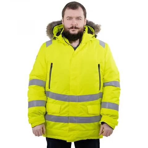 Зимняя сигнальная куртка-парка BRODEKS KW220 PLUS, желтый/черный